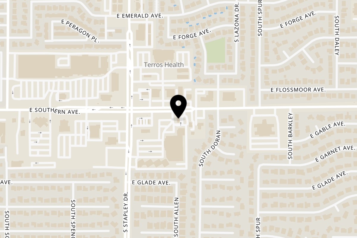 Map showing the location of Tacos El Paisa on 1259 E Southern Ave in Mesa